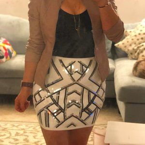 White and Black Sequin Skirt